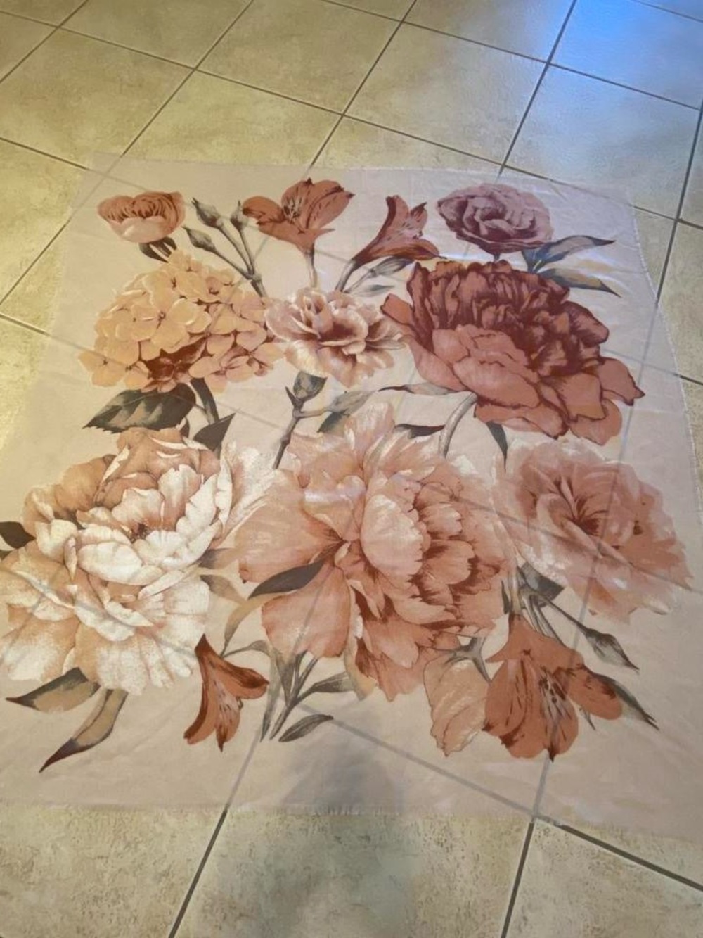 Nine West Floral Peony square scarf 48”x48” in soft Blush with Rose design.